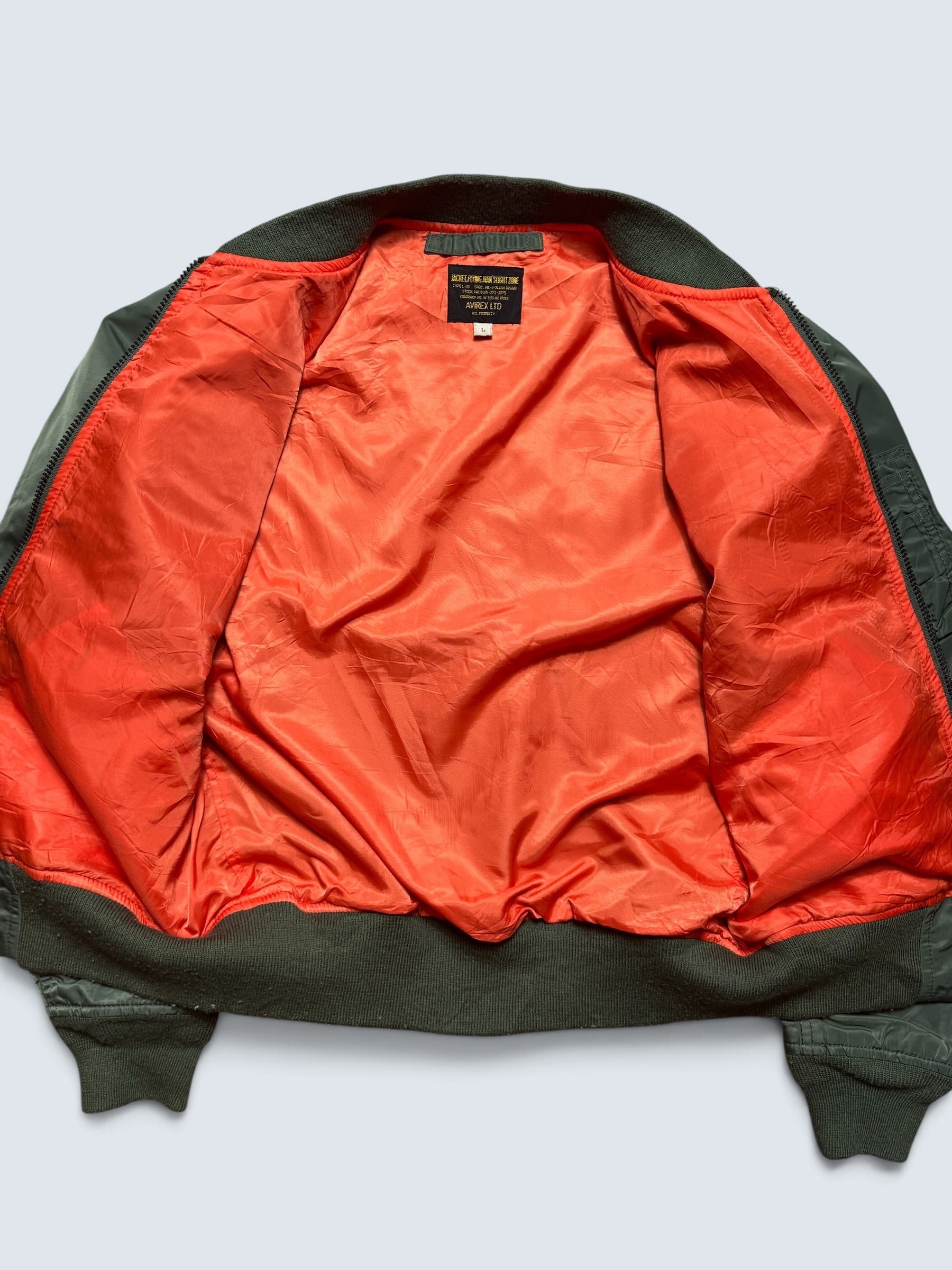Jacket bomber flight L-2b Avirex ltd top gun usaf full patch kaki vintage 90’s - S/M