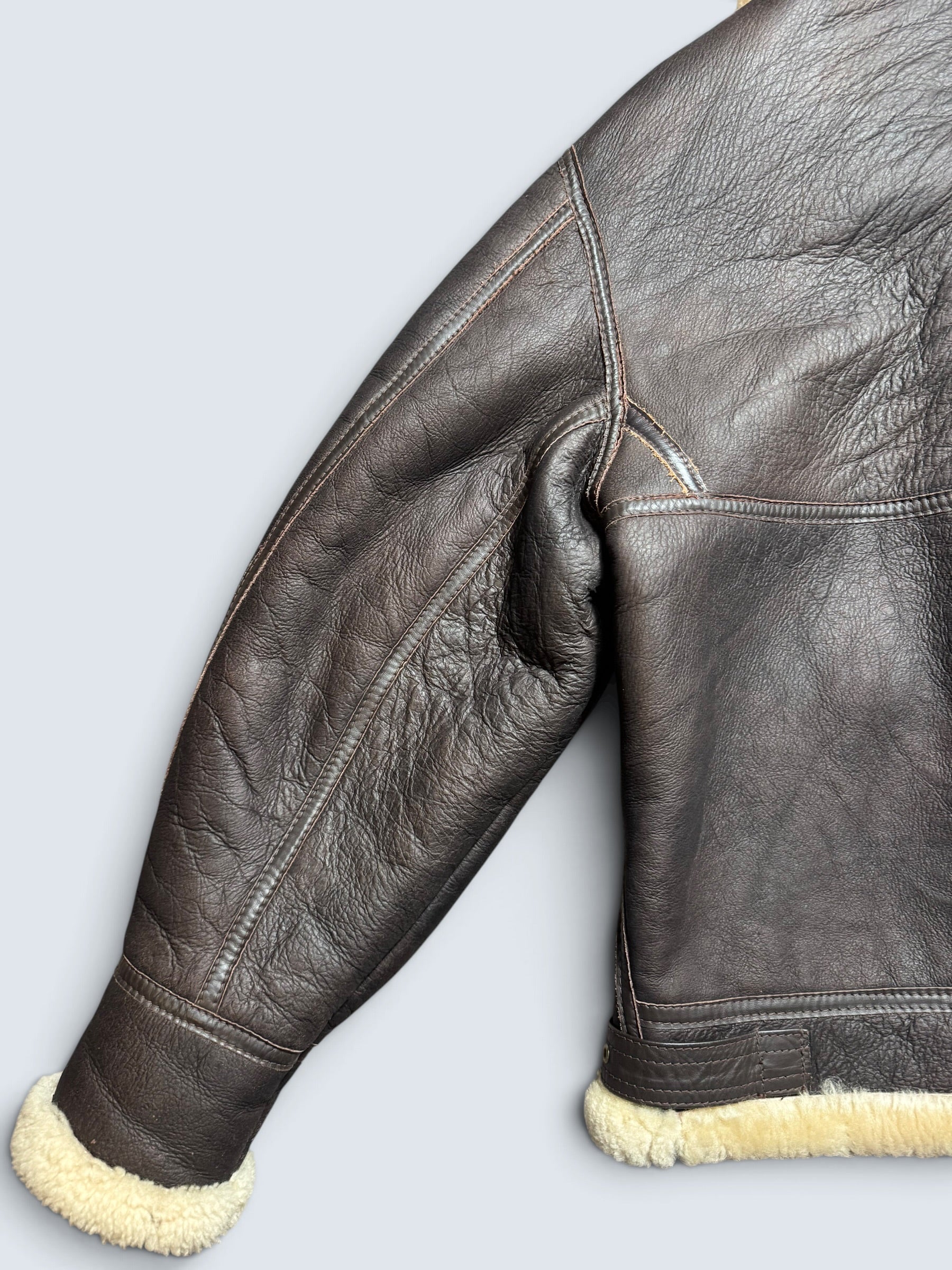 Jacket cuir bomber flight shearling B-3 Aviation Co usaf brown vintage 90’s - M/L
