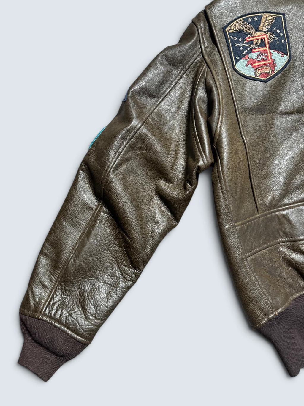 Jacket cuir cowhide flight G-1 Avirex LTD Japan exclusive Top Gun usn full patch brown 00’s - L