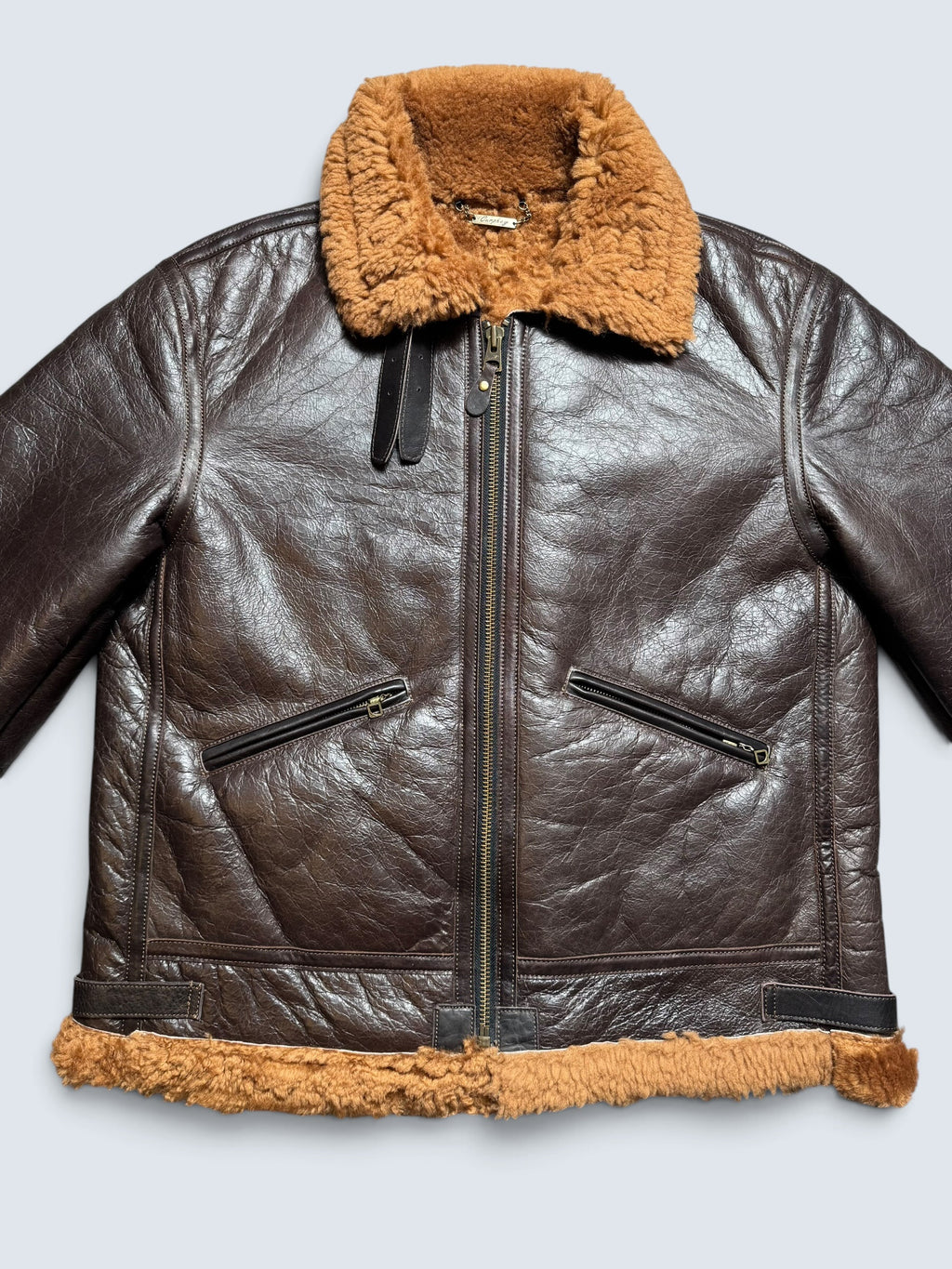 Jacket cuir flight shearling B-3 Horsehide Curphey usaf brown 00’s - 42 (XL)