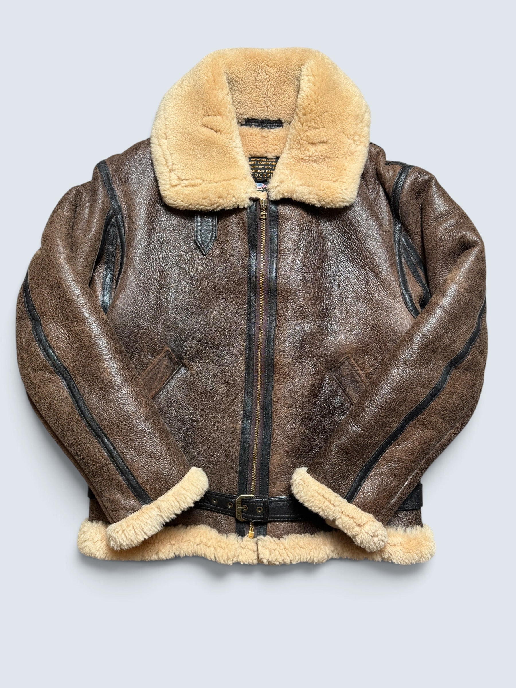 Jacket cuir flight shearling Irvin Cockpit made in USA RAF brown vintage 00’s - 40 (M/L)