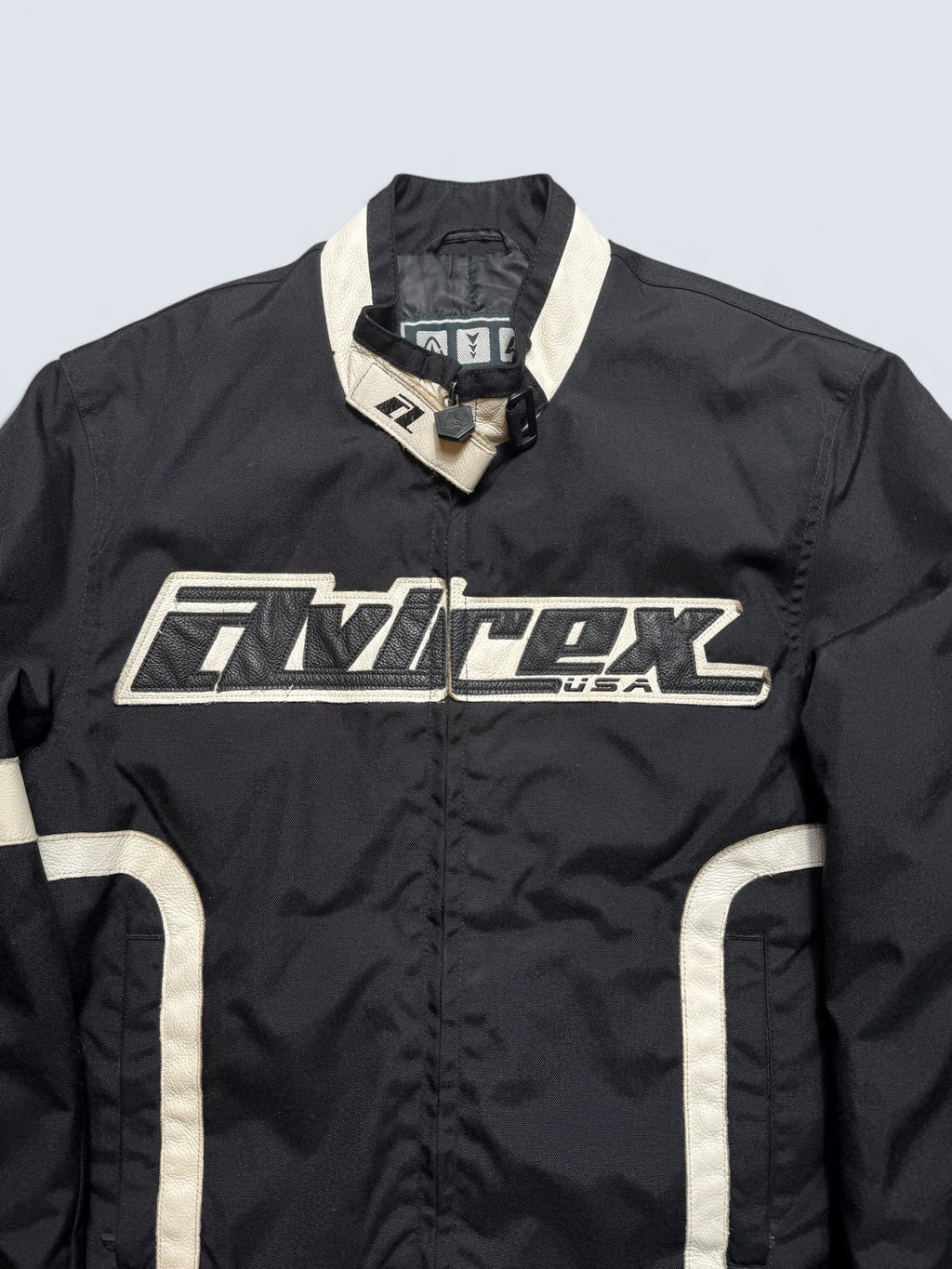 Jacket racing motorcycle Avirex usa cordura & leather black white vintage 00’s - S