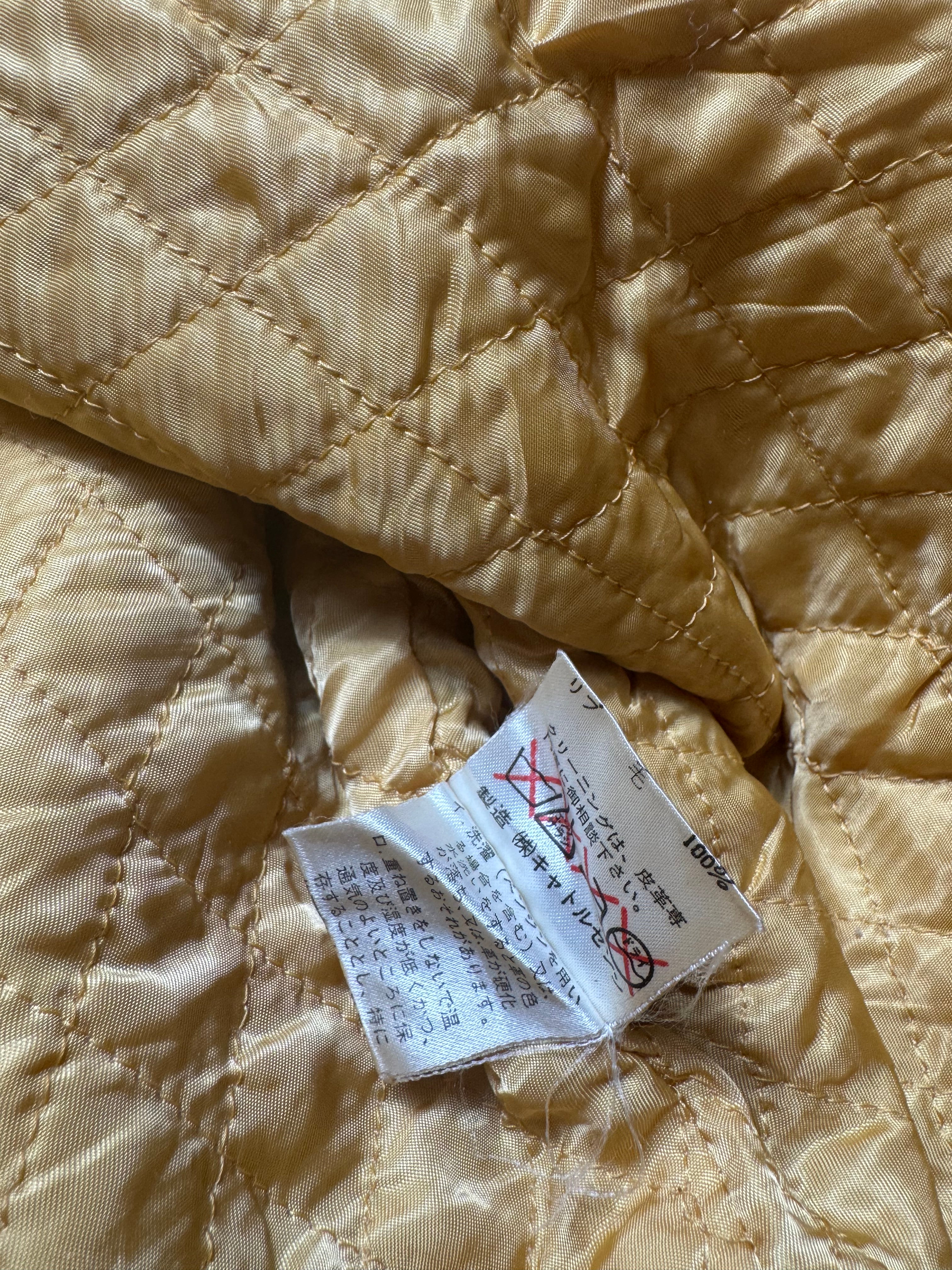 Jacket teddy varsity baseball coton & leather Atsuki Onishi made in Japan yellow vintage 90’s - M