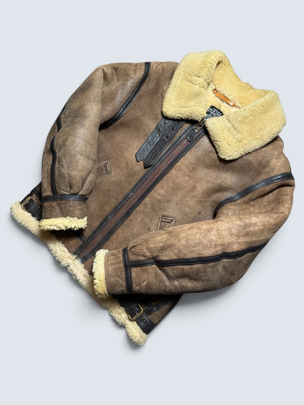 Jacket cuir flight shearling B-3 Avirex made in USA usaf brown vintage 80’s - 38 (M)