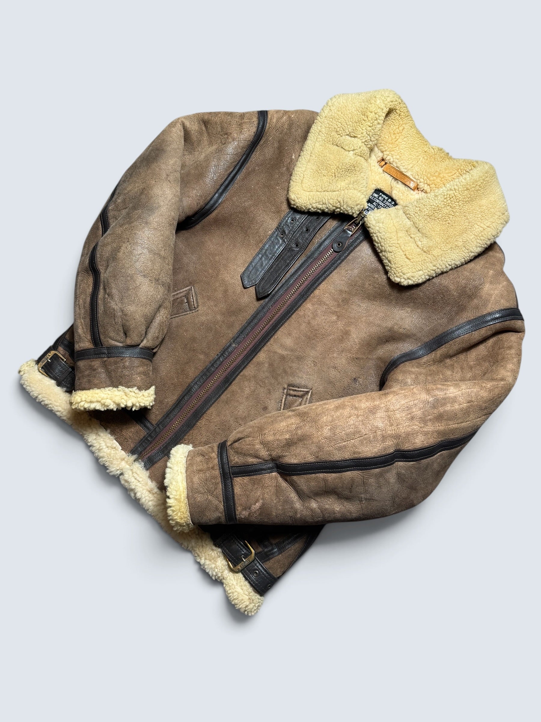 Jacket cuir flight shearling B-3 Avirex made in USA usaf brown vintage 80’s - 38 (M)