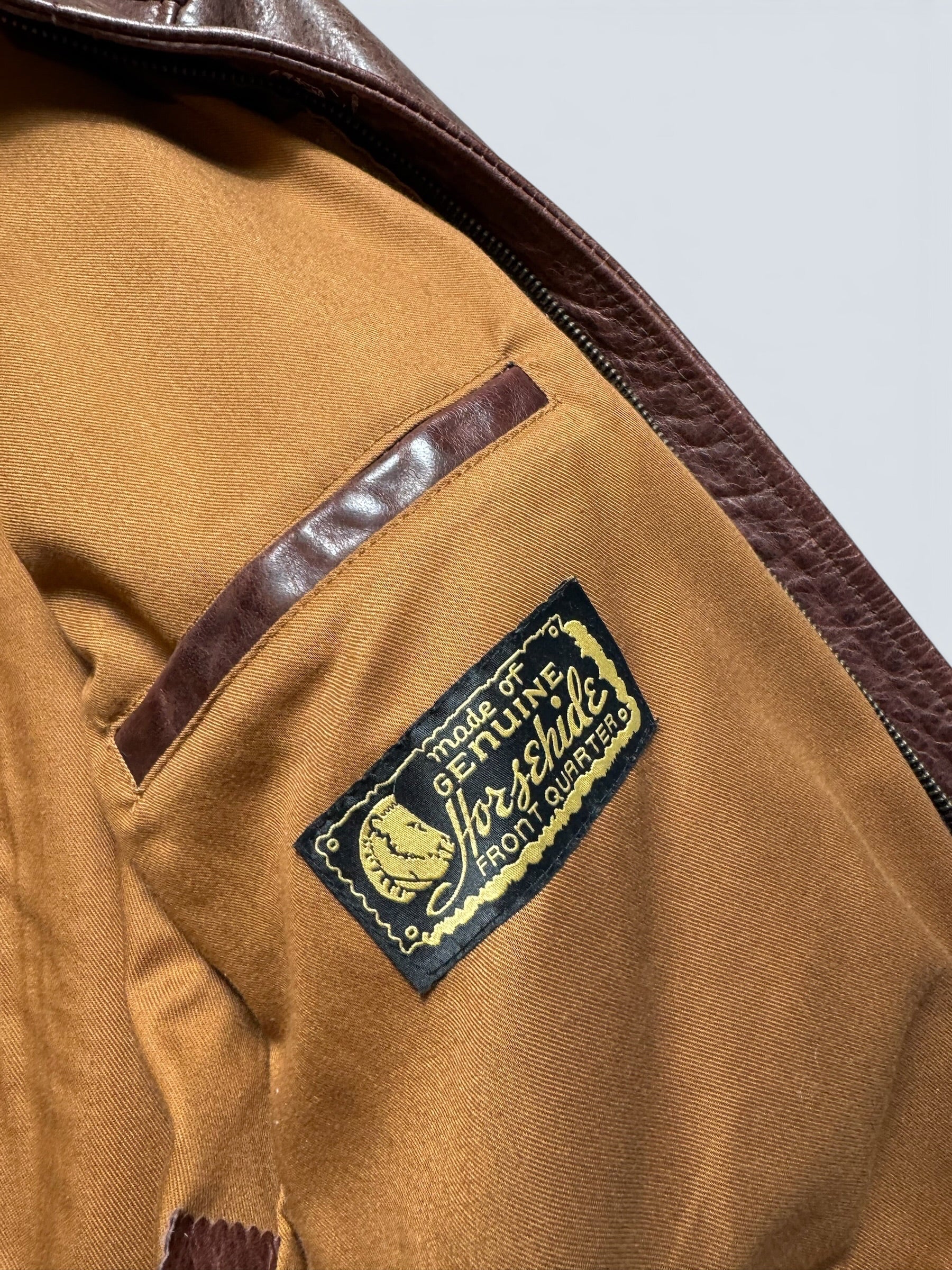 Jacket cuir horsehide flight A-2 Curphey Leather Hell's Angels patch & nose art usaf brown - 40 (M)