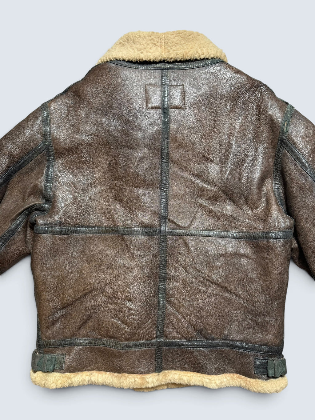 Jacket cuir bomber flight shearling aviator B-3 usaf brown vintage 80’s - L