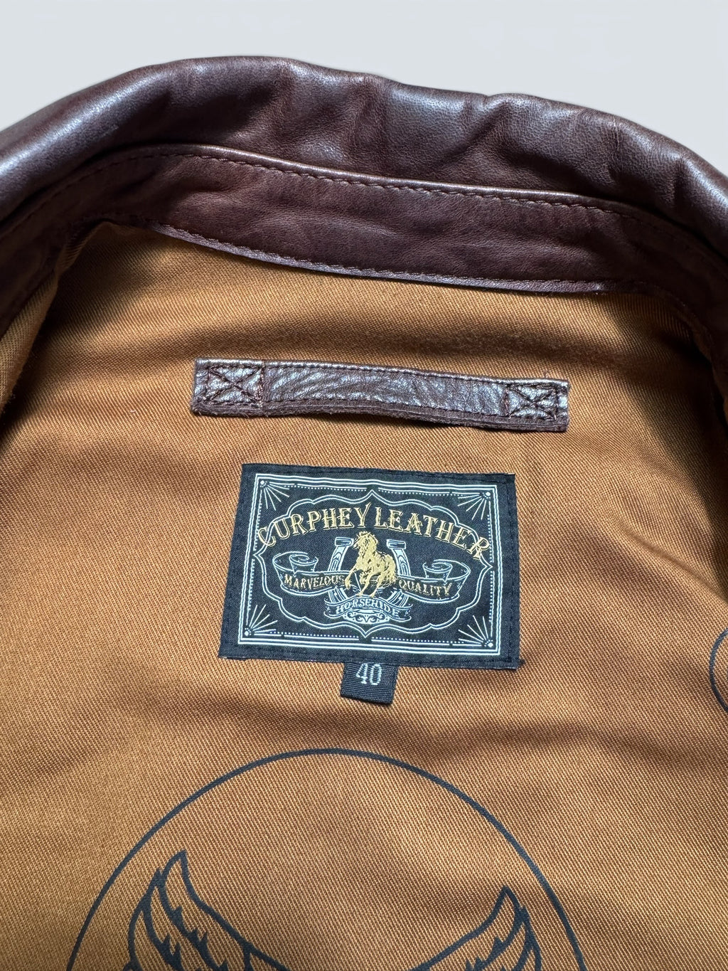 Jacket cuir horsehide flight A-2 Curphey Leather Hell's Angels patch & nose art usaf brown - 40 (M)