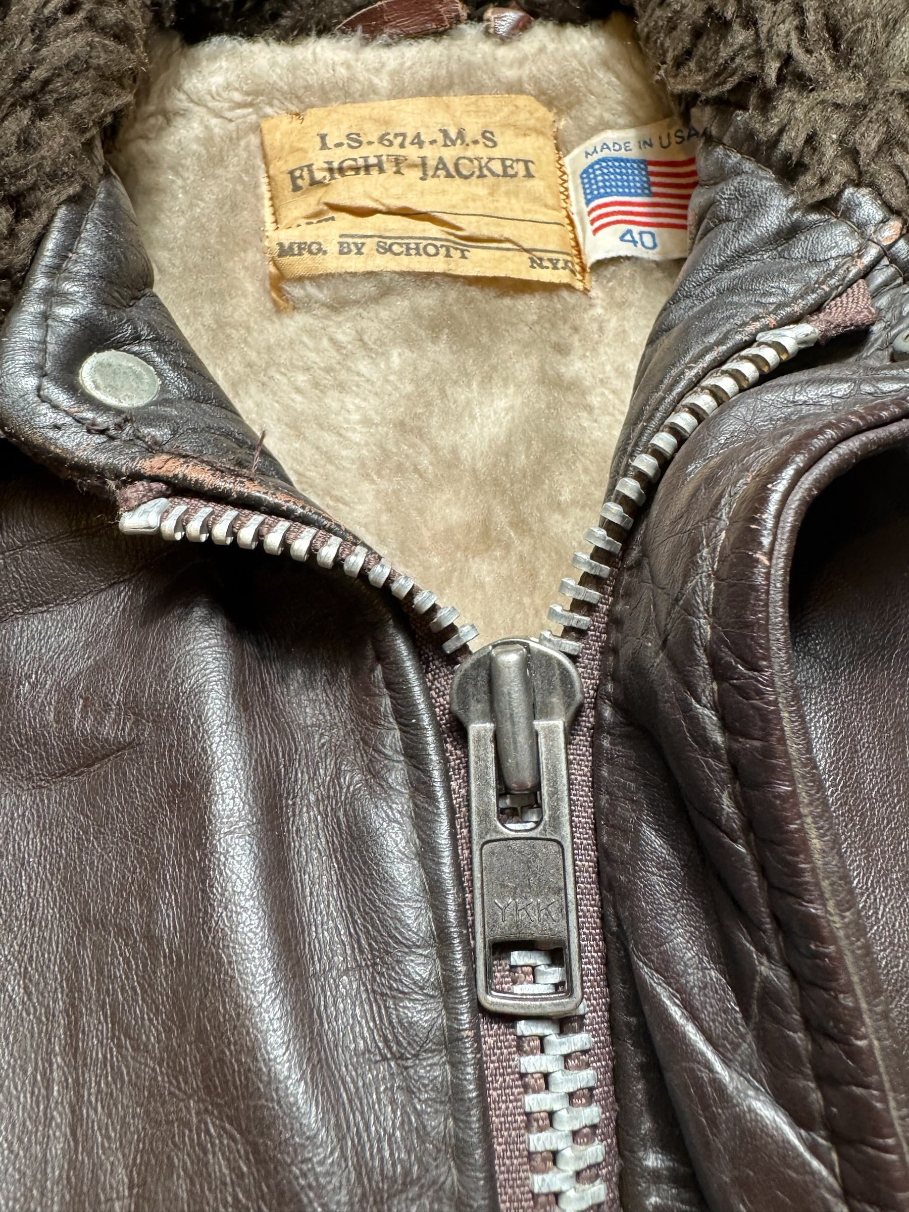 Jacket cuir cowhide flight bomber Schott NYC 674MS made in USA black 70’s - 40 (M)