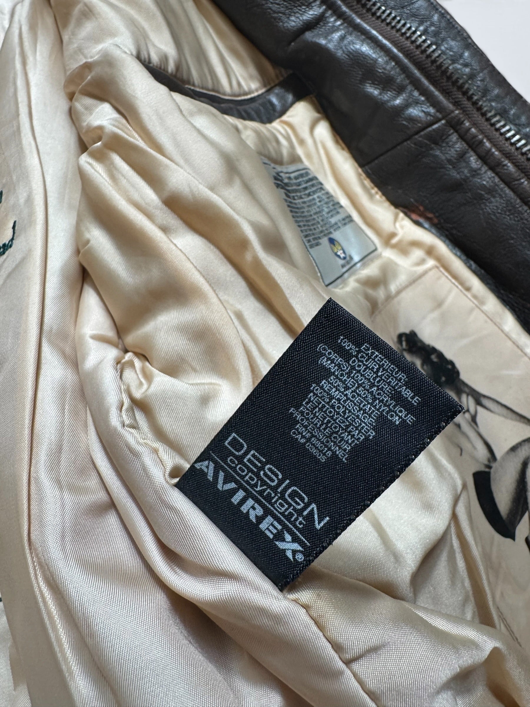 Jacket cuir cowhide flight A-2 Avirex usaf Glenn Millers nose art black 1998 - XL