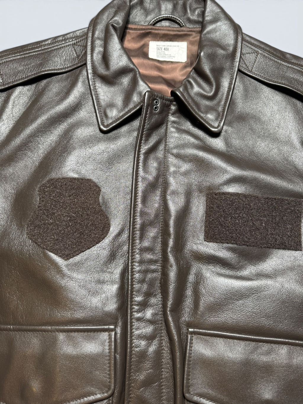Jacket cuir bomber flight A-2 Dragon Tooth velcro patch usaf black - 40 (M/L)