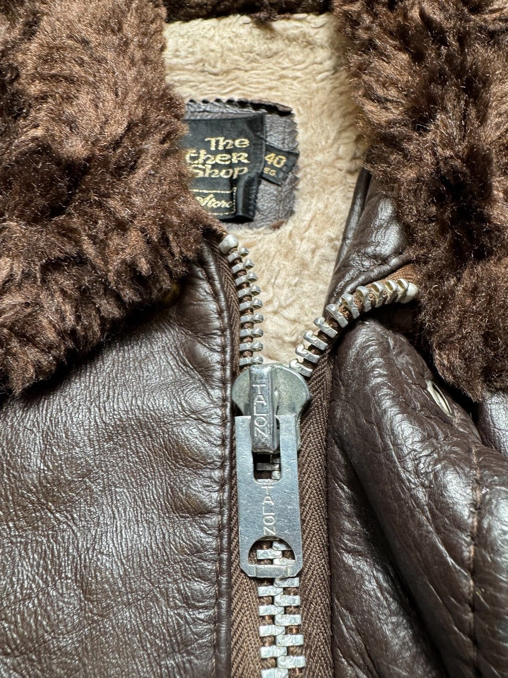 Jacket cuir cowhide flight bomber The Leather Shop Sears made in USA brown 70’s - 40 (M)