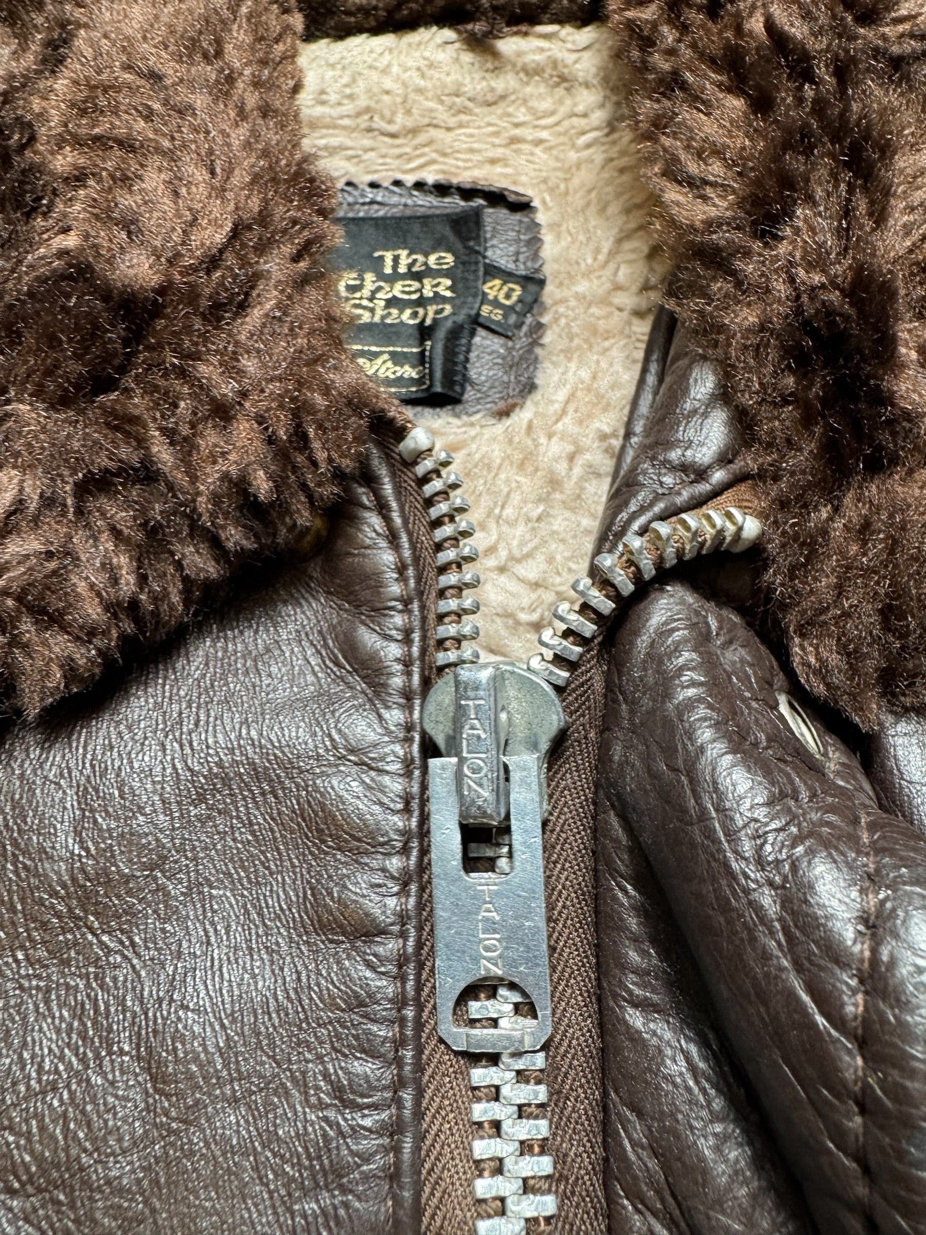 Jacket cuir cowhide flight bomber The Leather Shop Sears made in USA brown 70’s - 40 (M)