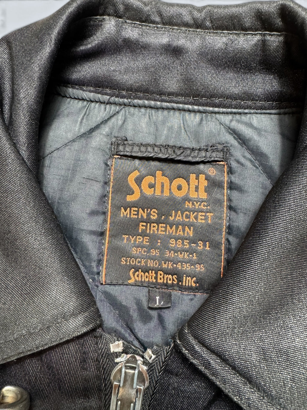 Jacket workwear fireman Schott Bros. NYC USA type 985-31 black 90’s vintage - L